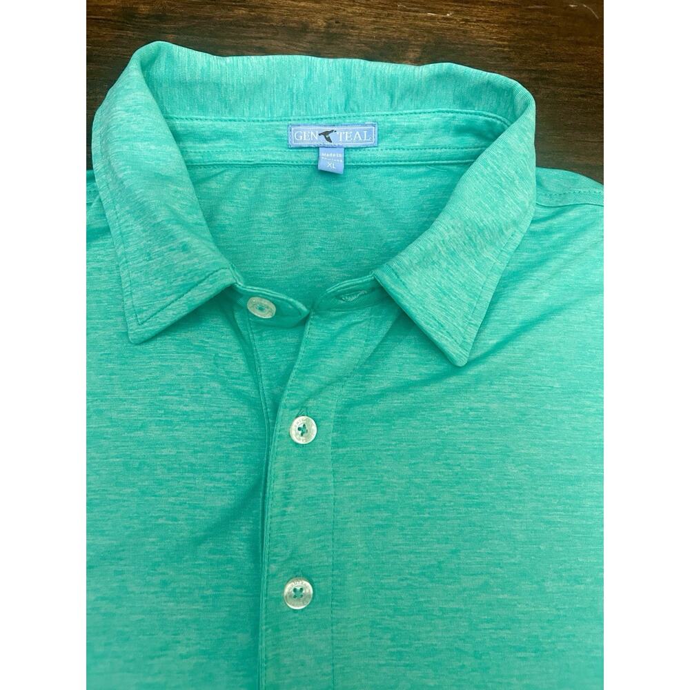 GenTeal Performance Golf Polo Shirt Stretch Mens XL Striped S/S Teal Green